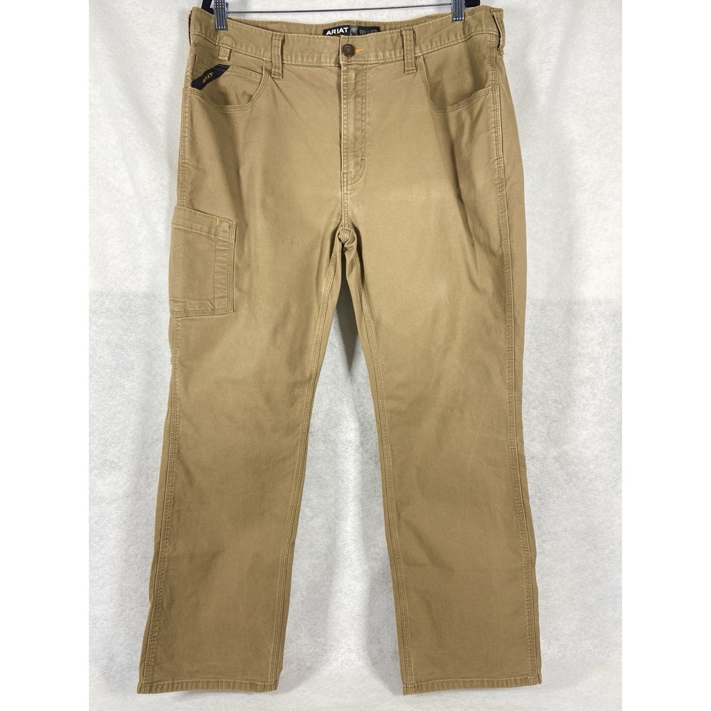 Ariat Pants Mens 38x32 Brown Rebar M4 Relaxed Straight Canvas Work Measure 38x30